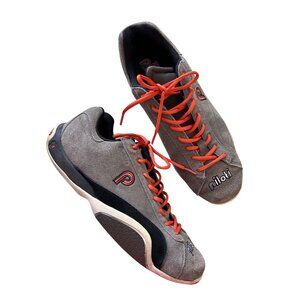 Piloti Mens Driving Shoes Size 12 Gray Suede With Red Laces Rubber